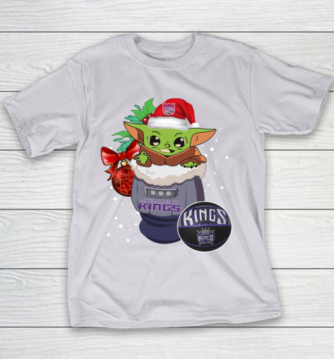 Sacramento Kings Christmas Baby Yoda Star Wars Funny Happy NBA Youth T-Shirt 5