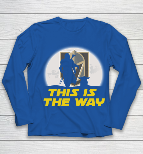 Vegas Golden Knights NHL Ice Hockey Star Wars Yoda And Mandalorian This Is The Way Youth Long Sleeve 7