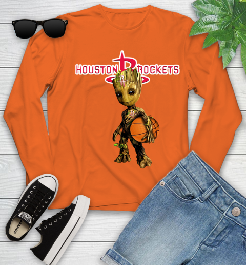 Houston Rockets NBA Basketball Groot Marvel Guardians Of The Galaxy Youth Long Sleeve 4