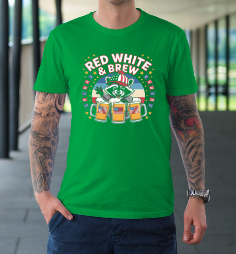 Funny Raccoon red white and brew Independence Day 4th of July T-Shirt 4