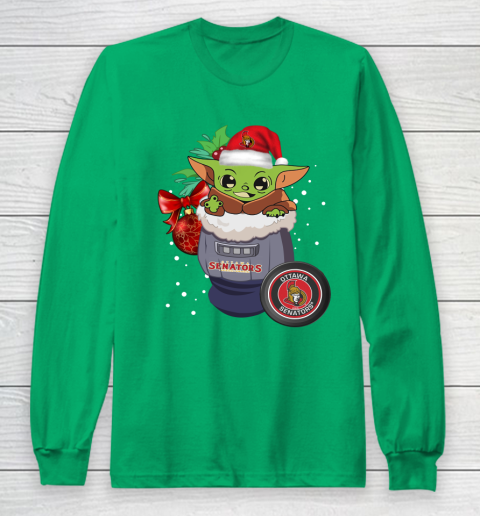 Ottawa Senators Christmas Baby Yoda Star Wars Funny Happy NHL Long Sleeve T-Shirt 7