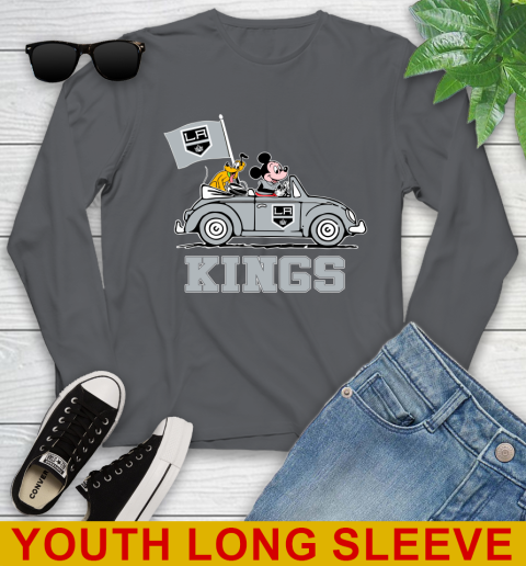 NHL Hockey Los Angeles Kings Pluto Mickey Driving Disney Shirt Youth Long Sleeve 9