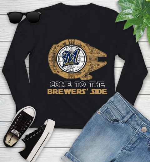 MLB Come To The Milwaukee Brewers Side Star Wars Baseball Sports Youth Long Sleeve