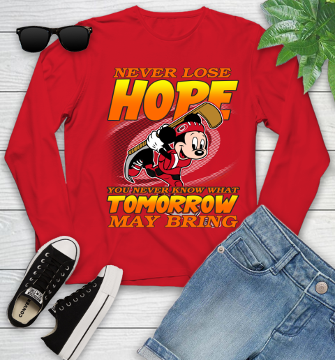 Carolina Hurricanes NHL Hockey ootball Mickey Disney Never Lose Hope Youth Long Sleeve 11