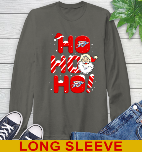 Oklahoma City Thunder NBA Basketball Ho Ho Ho Santa Claus Merry Christmas Shirt Long Sleeve T-Shirt 10