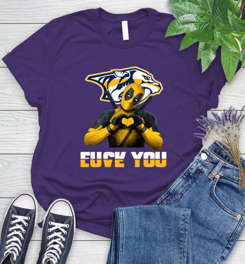 NHL Nashville Predators Deadpool Love You Fuck You Hockey Sports Women's T-Shirt 5 NHL Nashville Predators Deadpool Love You Fuck You Hockey Sports Women's T-Shirt - Image 5