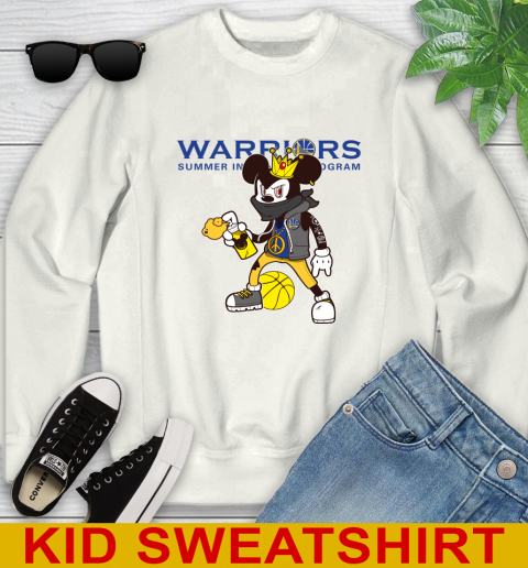 Golden State Warriors NBA Basketball Mickey Peace Sign Sports Youth Sweatshirt