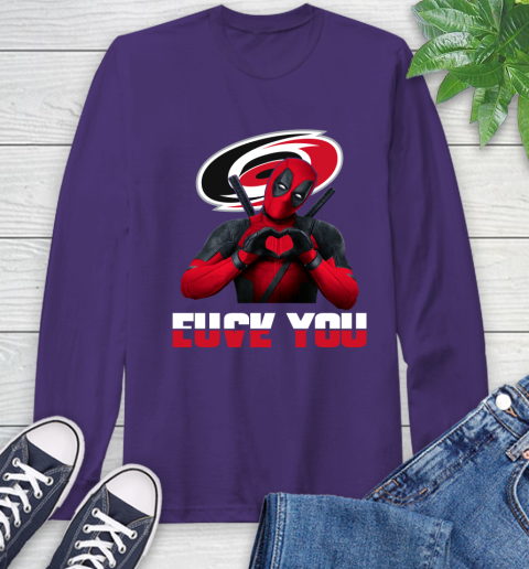 NHL Carolina Hurricanes Deadpool Love You Fuck You Hockey Sports Long Sleeve T-Shirt 5