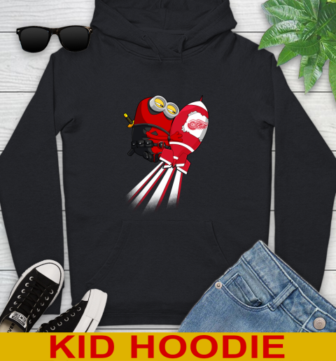 NHL Hockey Detroit Red Wings Deadpool Minion Marvel Shirt Youth Hoodie