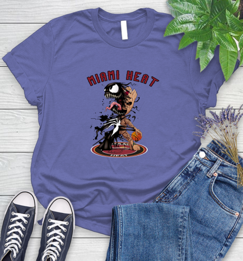 NBA Miami Heat Basketball Venom Groot Guardians Of The Galaxy Women's T-Shirt 11