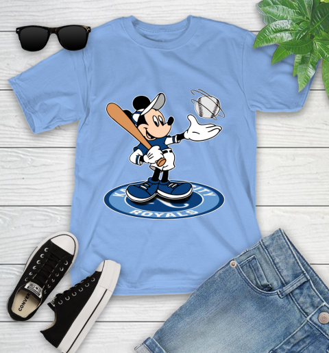 MLB Baseball Kansas City Royals Cheerful Mickey Disney Shirt Youth T-Shirt 11