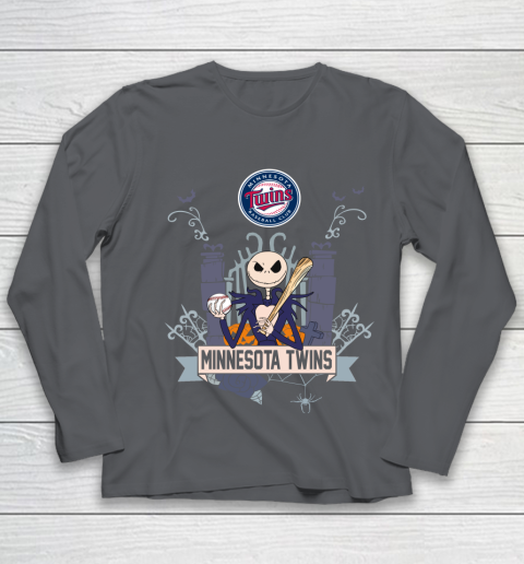 MLB Minnesota Twins Baseball Jack Skellington Halloween Youth Long Sleeve 6