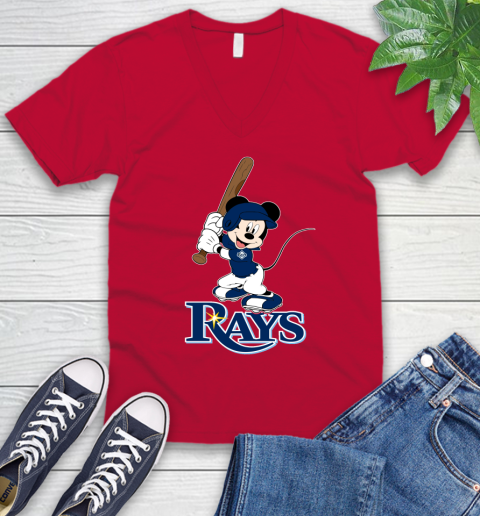 MLB Baseball Tampa Bay Rays Cheerful Mickey Mouse Shirt V-Neck T-Shirt 7