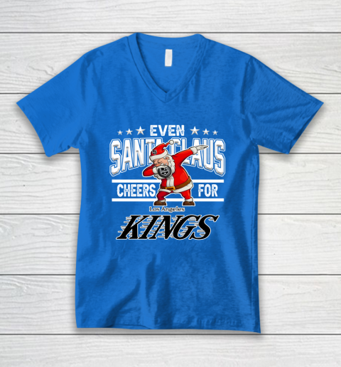 Los Angeles Kings Even Santa Claus Cheers For Christmas NHL V-Neck T-Shirt 5