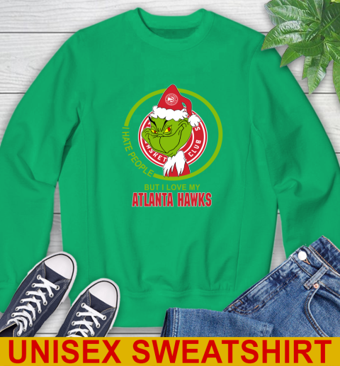 Atlanta Hawks NBA Christmas Grinch I Hate People But I Love My Favorite Basketball Team Sweatshirt 6