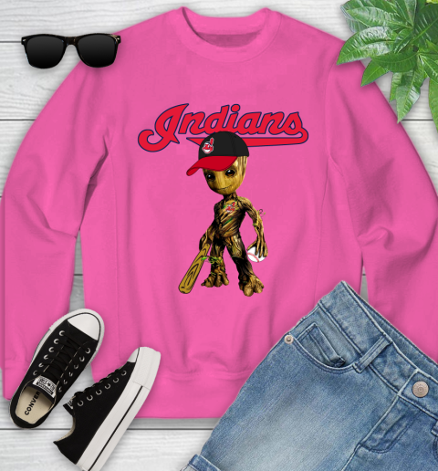 MLB Cleveland Indians Groot Guardians Of The Galaxy Baseball Youth Sweatshirt 7