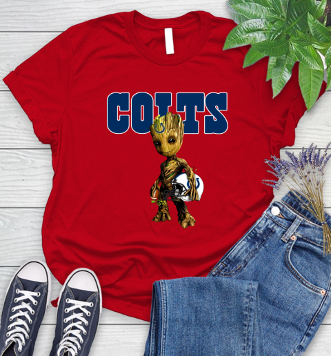 Indianapolis Colts NFL Football Groot Marvel Guardians Of The Galaxy Women's T-Shirt 9