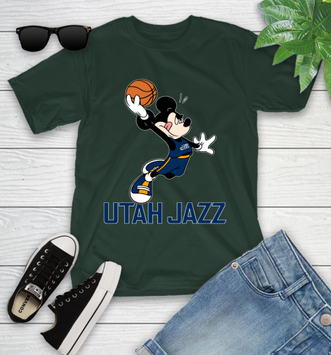 NBA Basketball Utah Jazz Cheerful Mickey Mouse Shirt Youth T-Shirt 5