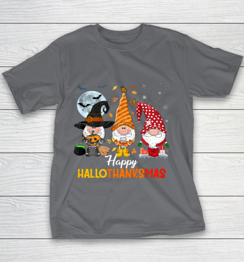 Gnomes Halloween And Merry Christmas Happy Hallothanksmas Youth T-Shirt 5