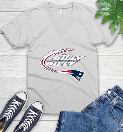 NFL New England Patriots Dilly Dilly Football Sports V-Neck T-Shirt