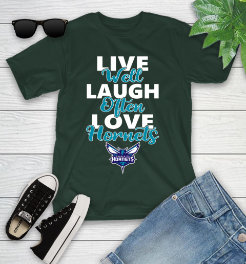 NBA Basketball Charlotte Hornets Live Well Laugh Often Love Shirt Youth T-Shirt 4