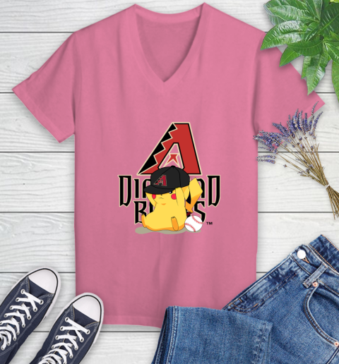 MLB Pikachu Baseball Sports Arizona Diamondbacks Women's V-Neck T-Shirt 13
