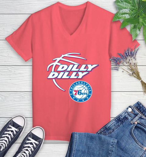 NBA Philadelphia 76ers Dilly Dilly Basketball Sports Women's V-Neck T-Shirt 6
