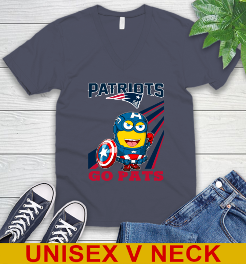 NFL Football New England Patriots Captain America Marvel Avengers Minion Shirt V-Neck T-Shirt 7
