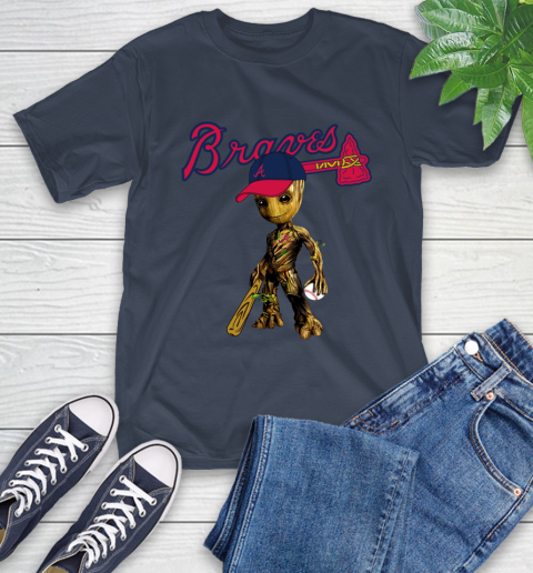 MLB Atlanta Braves Groot Guardians Of The Galaxy Baseball T-Shirt 4