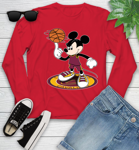 NBA Basketball Cleveland Cavaliers Cheerful Mickey Disney Shirt Youth Long Sleeve 11