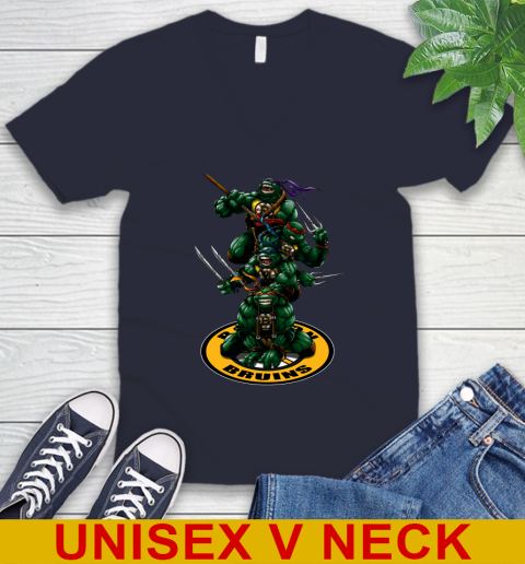 NHL Hockey Boston Bruins Teenage Mutant Ninja Turtles Shirt V-Neck T-Shirt 3