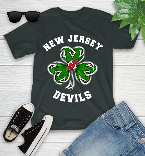 NHL New Jersey Devils Three Leaf Clover St Patrick's Day Hockey Sports Youth T-Shirt 6