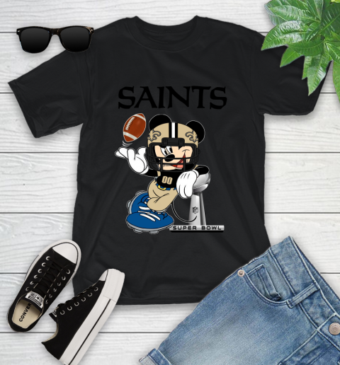 NFL New Orleans Saints Mickey Mouse Disney Super Bowl Football T Shirt Youth T-Shirt 2