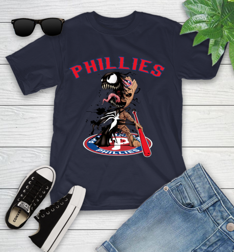 MLB Philadelphia Phillies Baseball Venom Groot Guardians Of The Galaxy Youth T-Shirt 3