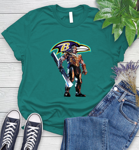 NFL Thanos Gauntlet Avengers Endgame Football Baltimore Ravens Women's T-Shirt 12