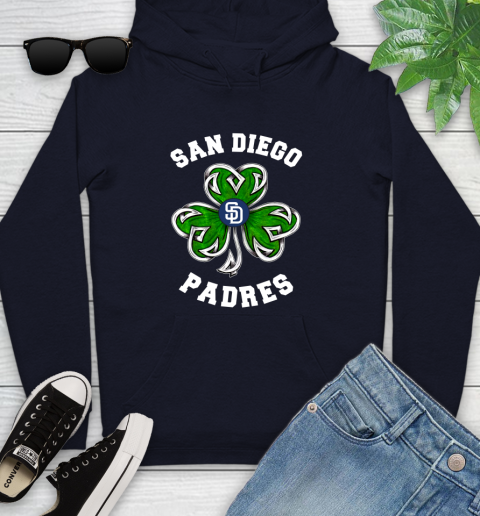 MLB San Diego Padres Three Leaf Clover St Patrick's Day Baseball Sports Youth Hoodie 3