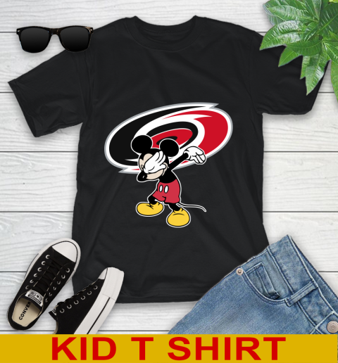 Carolina Hurricanes NHL Hockey Dabbing Mickey Disney Sports Youth T-Shirt 2