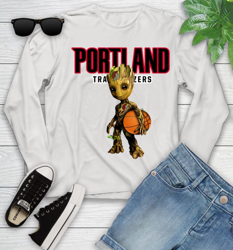 Portland Trail Blazers NBA Basketball Groot Marvel Guardians Of The Galaxy Youth Long Sleeve