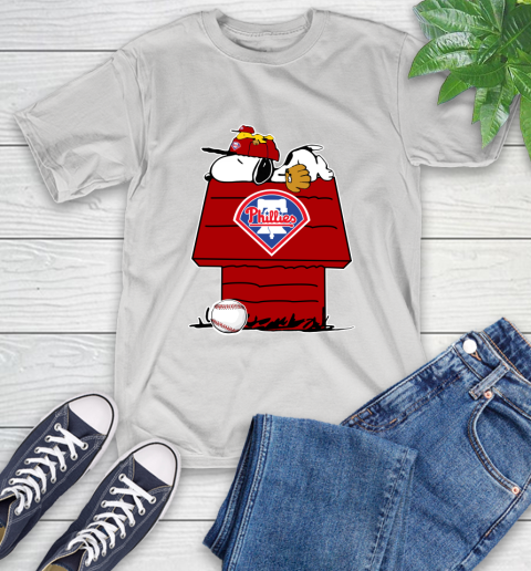 MLB Philadelphia Phillies Snoopy Woodstock The Peanuts Movie Baseball T Shirt_000 T-Shirt