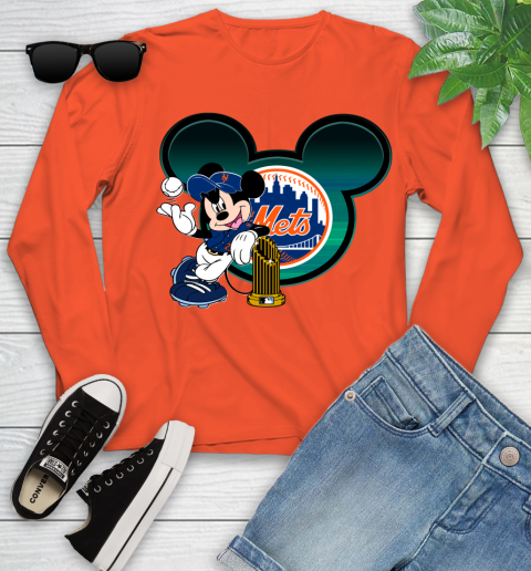 MLB New York Mets The Commissioner's Trophy Mickey Mouse Disney Youth Long Sleeve 4