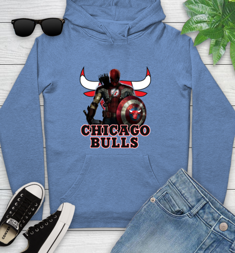 Chicago Bulls NBA Basketball Captain America Thor Spider Man Hawkeye Avengers Youth Hoodie 12