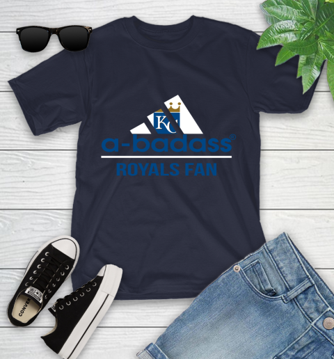 MLB A Badass Kansas City Royals Fan Adidas Baseball Sports Youth T-Shirt 2
