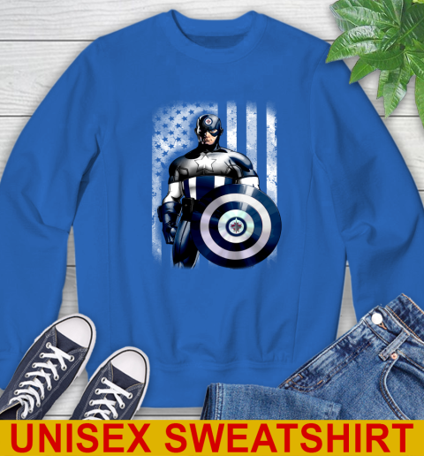 Winnipeg Jets NHL Hockey Captain America Marvel Avengers American Flag Shirt Sweatshirt 11
