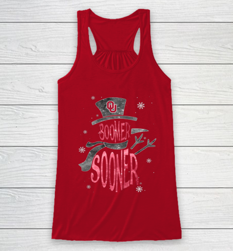 Oklahoma Sooners Christmas Snowman Racerback Tank 4