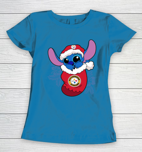 Pittsburgh Steelers Christmas Stitch In The Sock Funny Disney NFL Women's T-Shirt 7