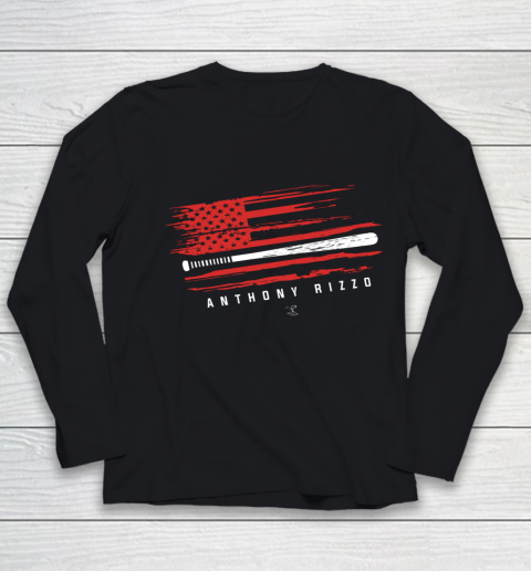 Anthony Rizzo Tshirt Baseball Flag Graphic Youth Long Sleeve
