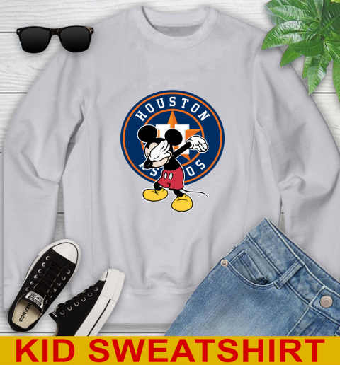 Houston Astros MLB Baseball Dabbing Mickey Disney Sports Youth Sweatshirt 4