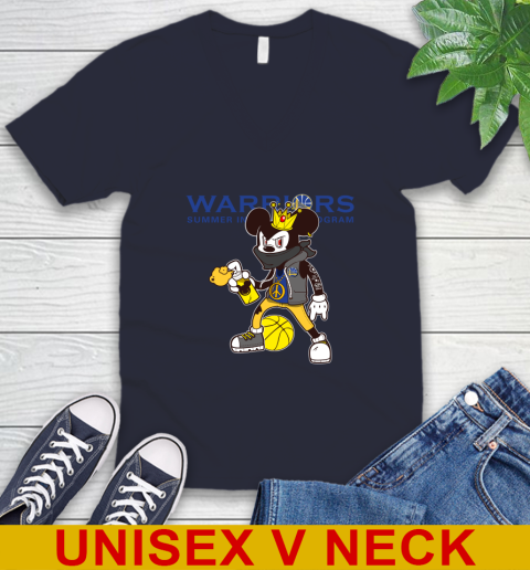 Golden State Warriors NBA Basketball Mickey Peace Sign Sports V-Neck T-Shirt 3