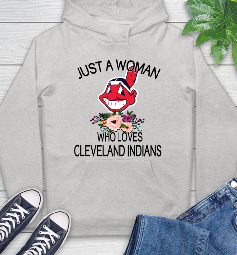 MLB Just A Woman Who Loves Cleveland Indians Baseball Sports Hoodie