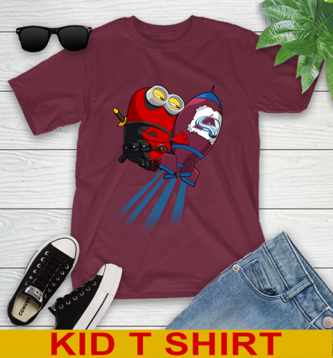 NHL Hockey Colorado Avalanche Deadpool Minion Marvel Shirt Youth T-Shirt 5